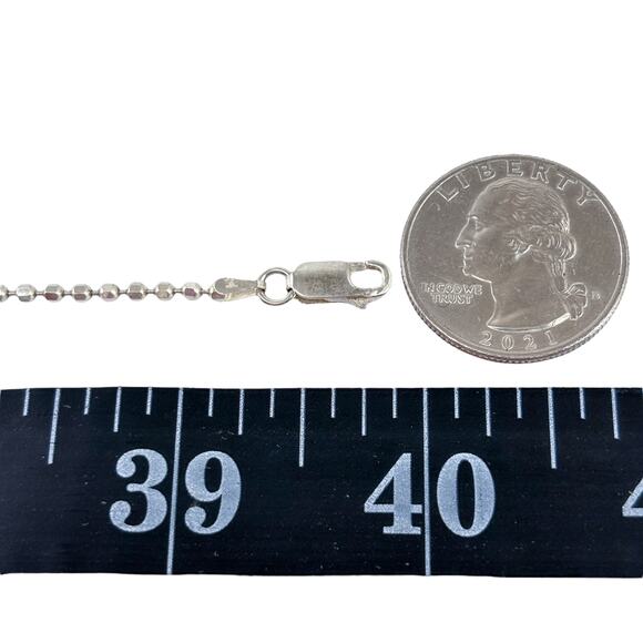 IBB Ball Bead Chain Necklace | Italian Vintage Sterling Silver 925 | 40" - Picture 3 of 4